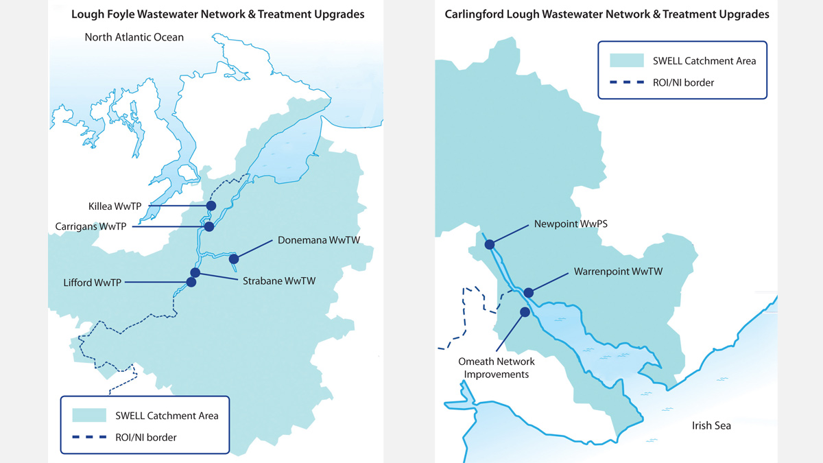 Diagrams showing the SWELL projects catchment areas and locations of the eight sites - Courtesy of SWELL