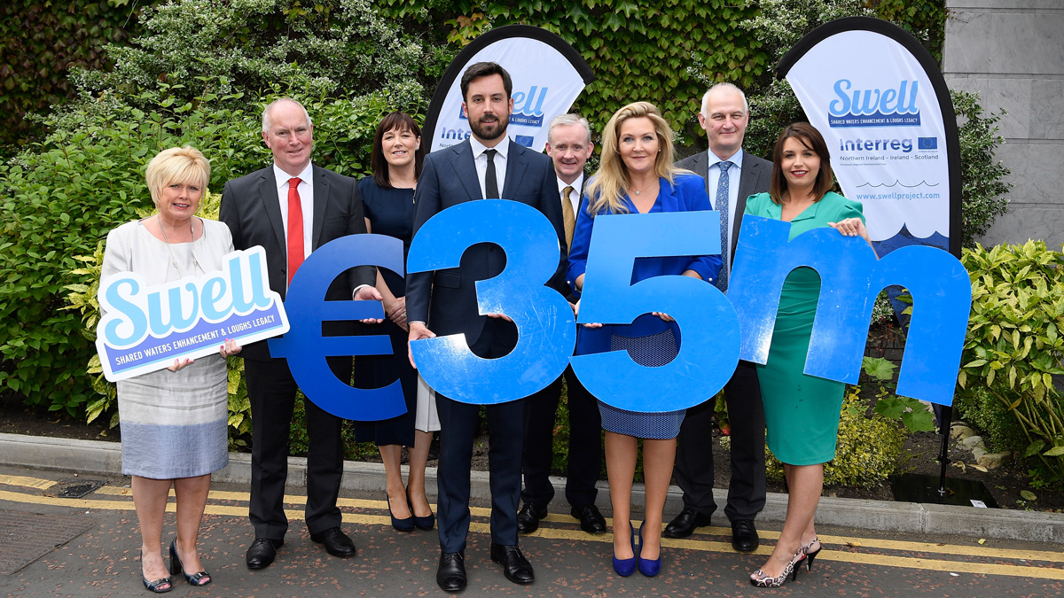 SWELL Partners pictured with match funders, SEUPB and local elected representatives at the launch of the project in 2019 - Courtesy of SWELL