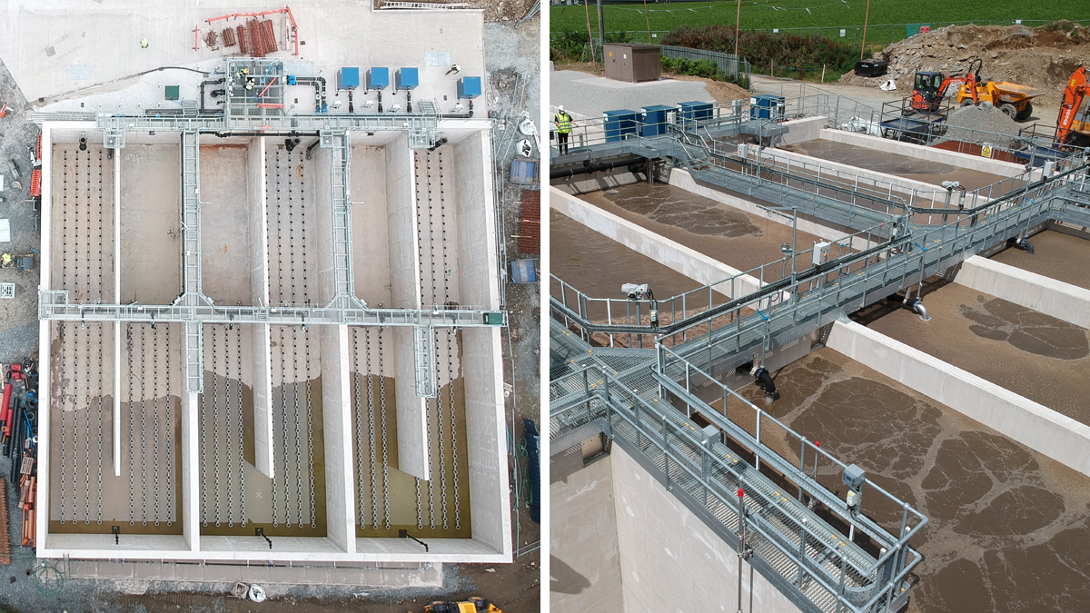 (left) Cleaned out ASP (July 2020) and (right) ASP with lanes filled - Courtesy of NI Water SWELL