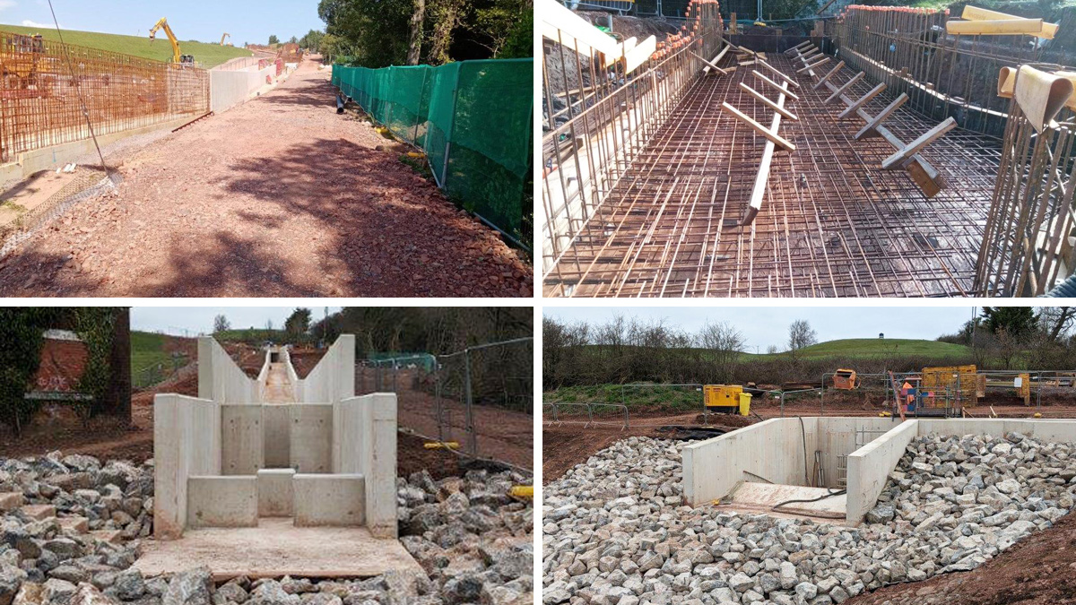Construction of main spillway chute and downstream channel - Courtesy of MMB