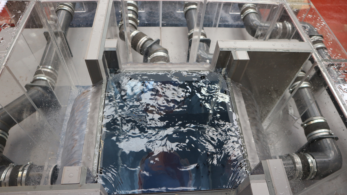 Physical model of ASP distribution chamber - Courtesy of United Utilities & Advance-plus