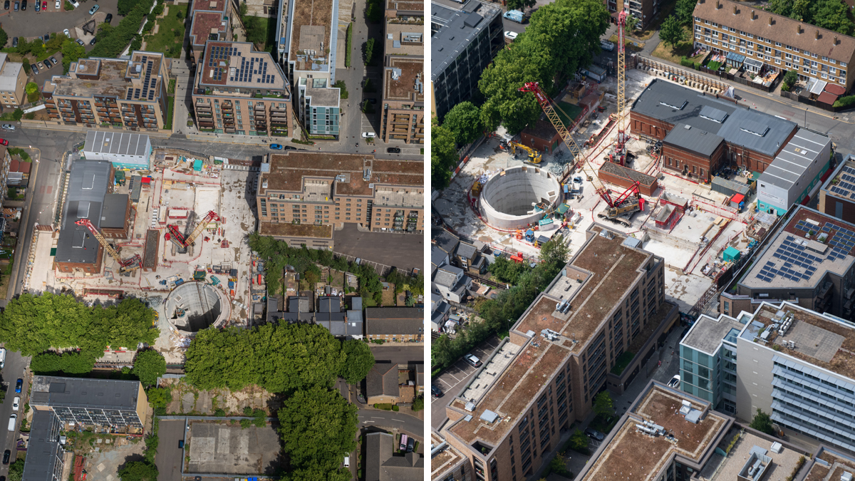Aerial views showing site constraints at EARPS - Courtesy of CVB JV