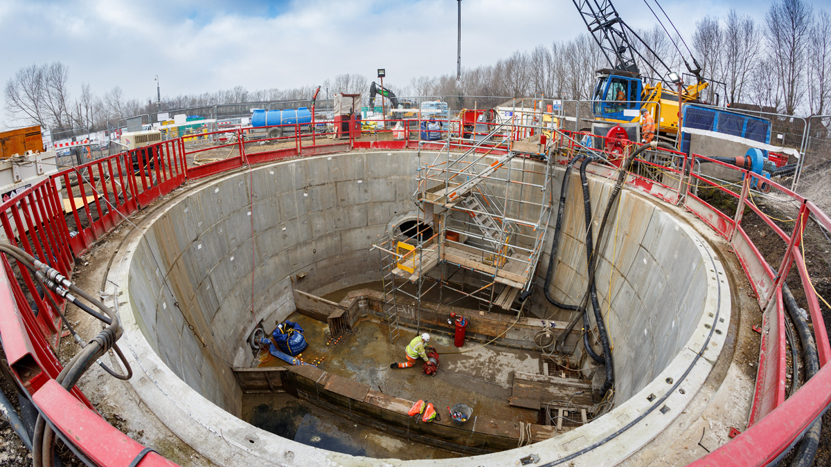 Construction of the new main storm overflow shaft - Courtesy of Esh-Stantec JV