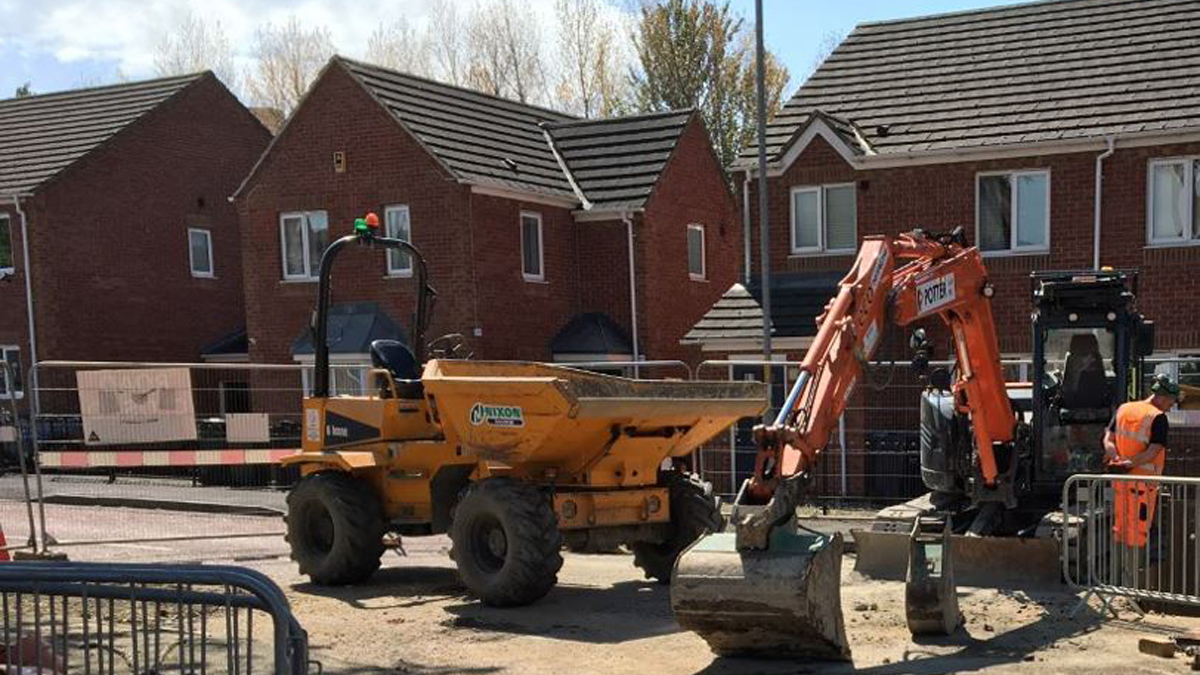 Construction of the smaller shafts within a residential street - Courtesy of Esh-Stantec JV