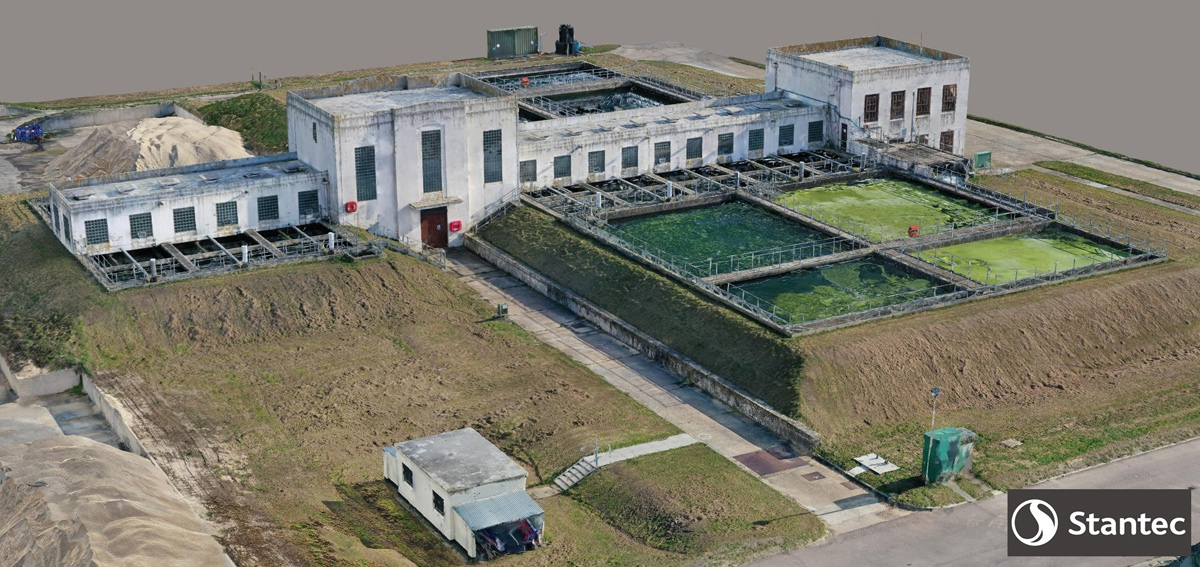 Sand yard with piles of sand that can be accurately measured - Courtesy of Stantec UK