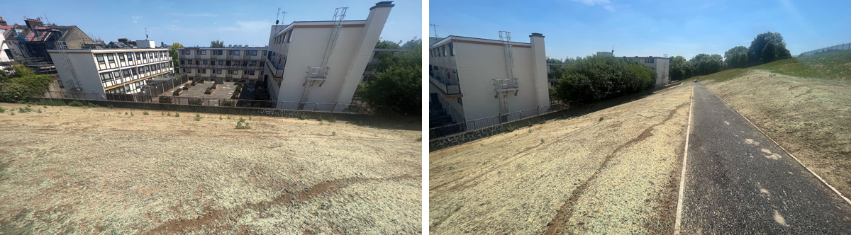 The reinstated slope of the embankment prior to hydro-seeding - Courtesy of MWH Treatment