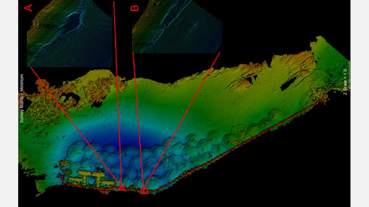 Final survey of installed rock bags - Courtesy of Teignmouth Maritime Services/Bournemouth Water