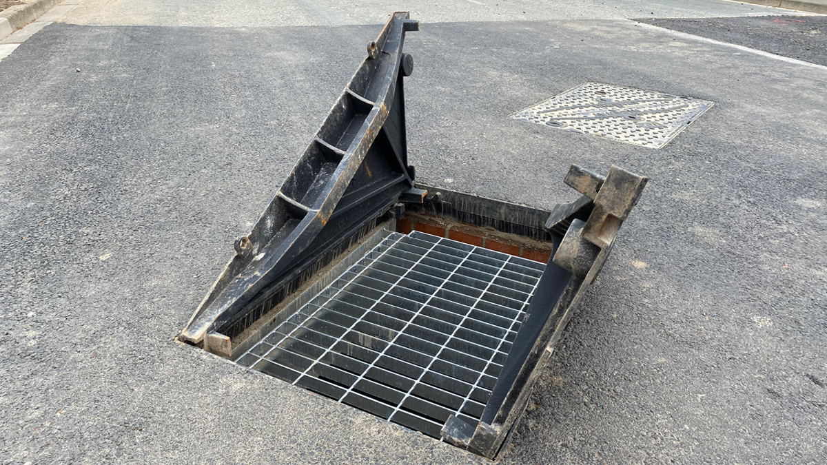 Inspection and maintenance access on to the flow control chambers with safety fall arrest grids - Courtesy of MMB