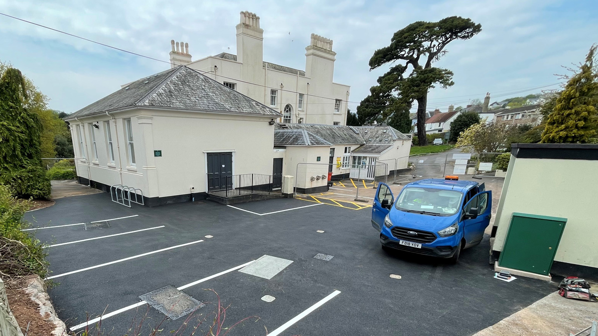 Completed car park area day before handback - Courtesy of Galliford Try