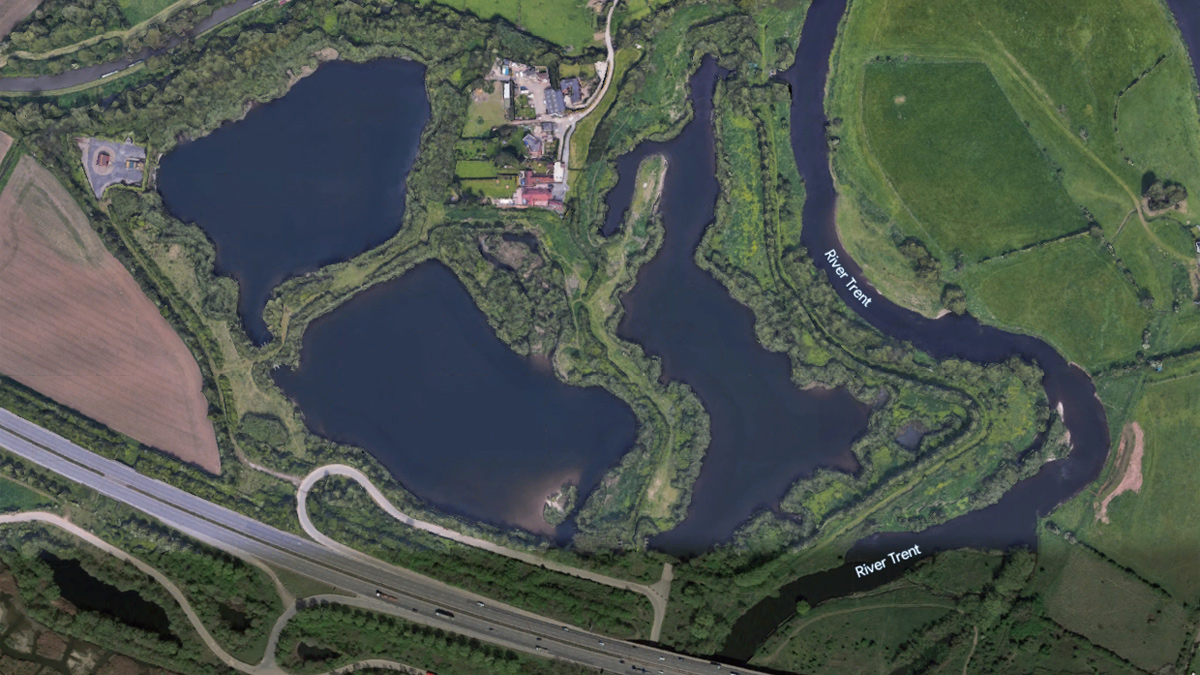 Google Maps image showing the Witches Oak gravel beds