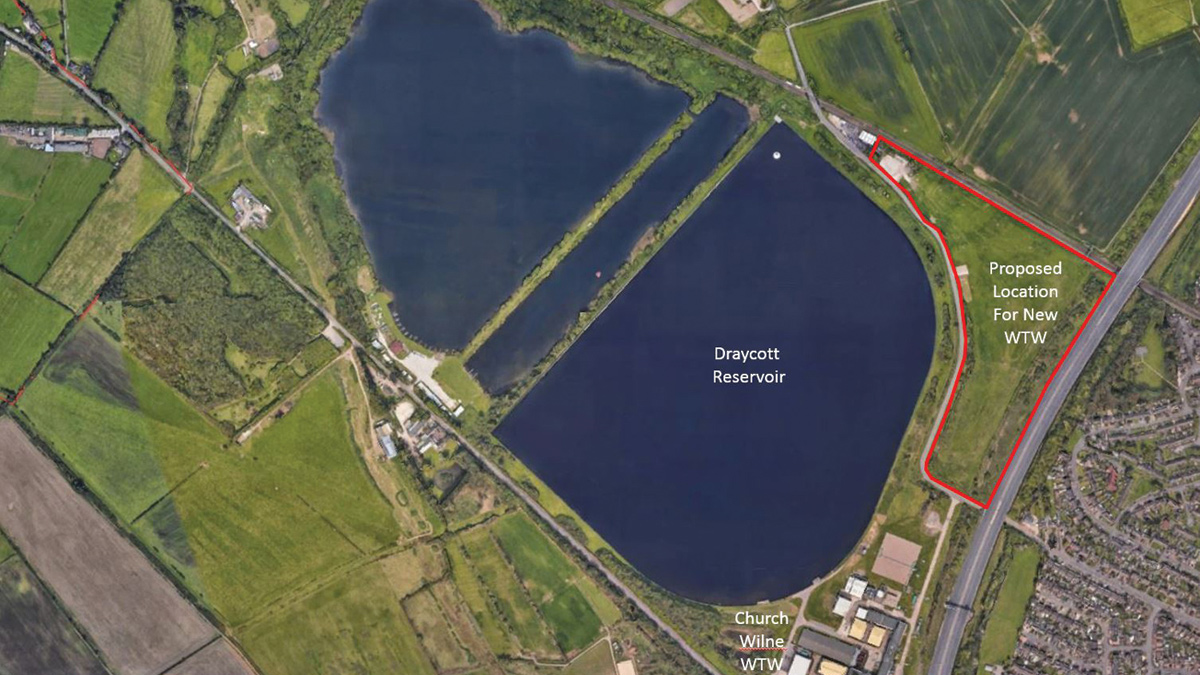 Google Maps showing the proposed location of new Witches Oak WTW