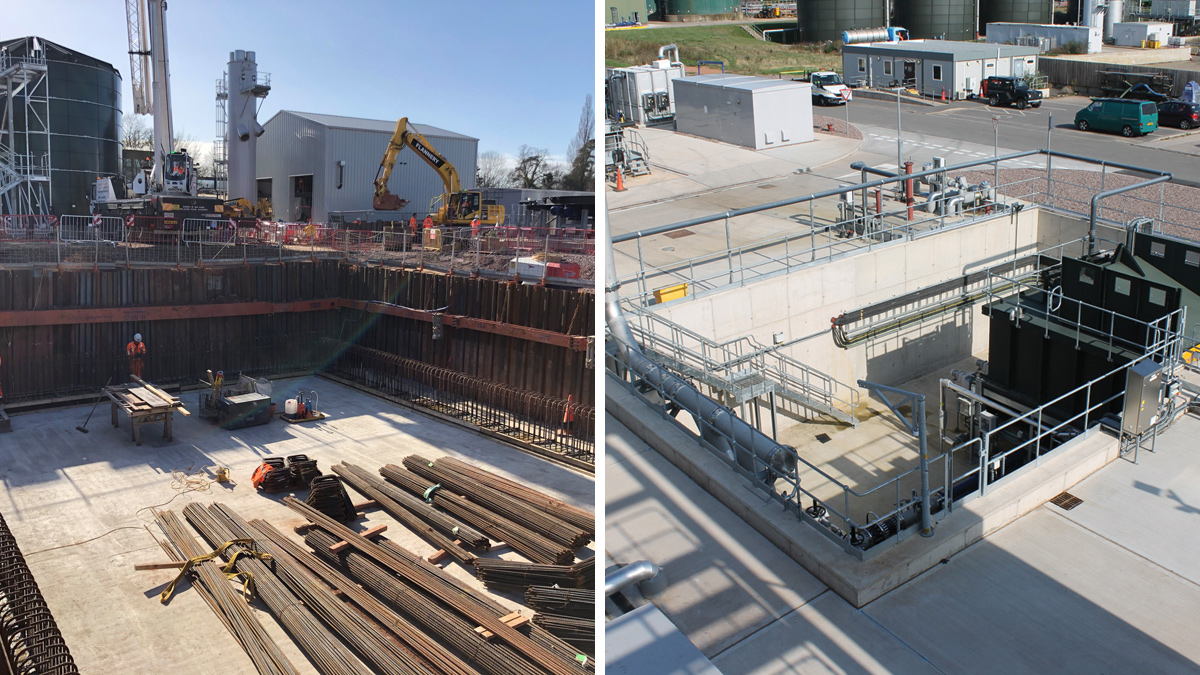(left) Cake bunker cofferdam and (right) cake bunker - Courtesy of Costain