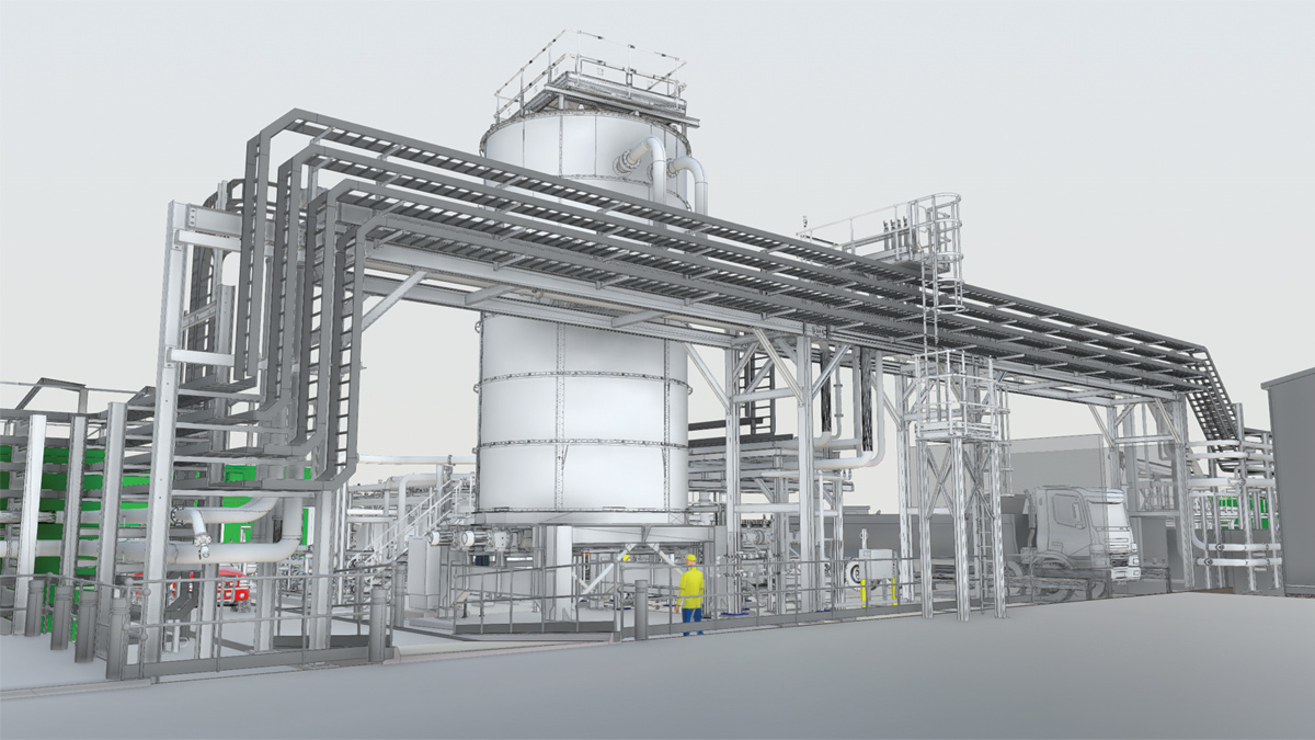 View looking north-east towards the Saxlund pre-THP cake silo - Courtesy of Galliford Try