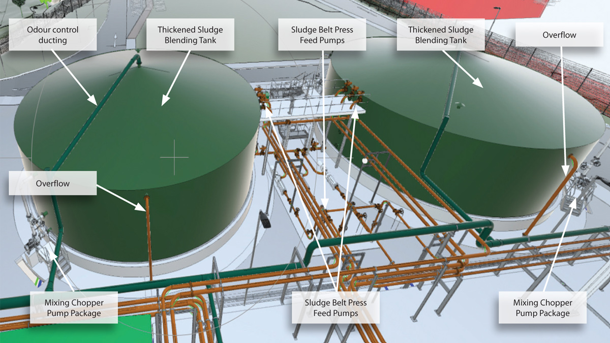 Thickened sludge blending tanks - Courtesy of BAM Enpure Ltd JV