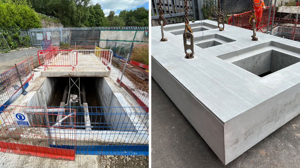 (left) Bardsley CSO chamber - Courtesy of Costain, and (right) the Bardsley precast cover slab - Courtesy of VJ Donegan Civil Engineering Ltd
