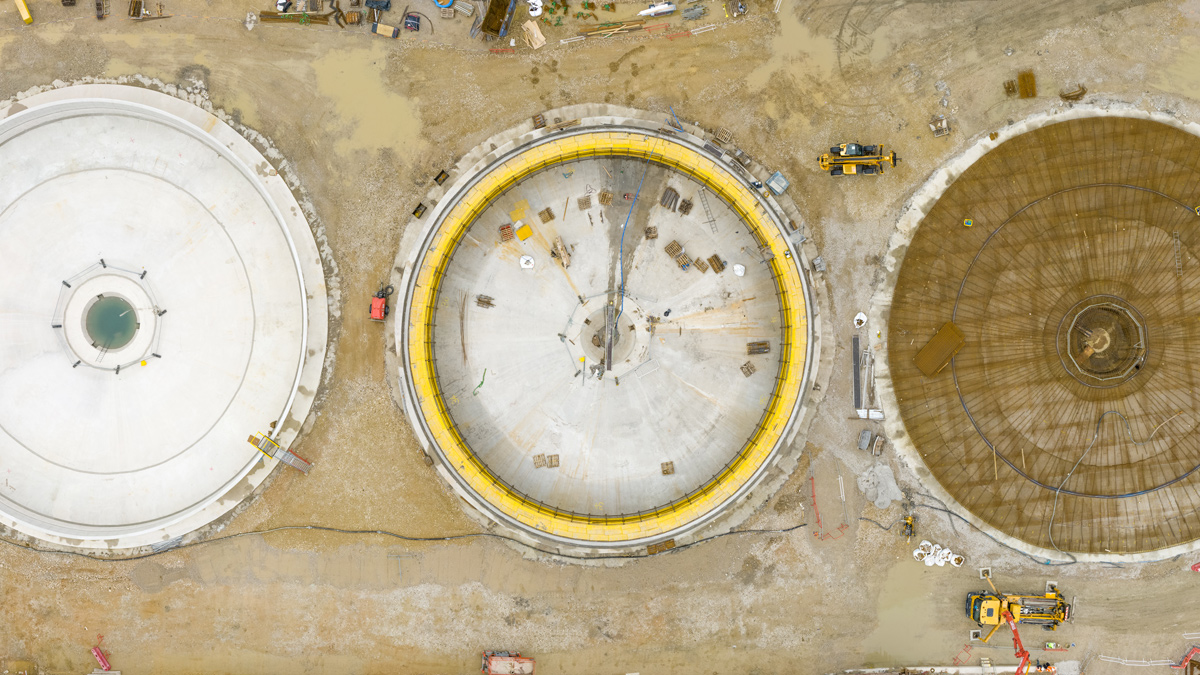 Final settlement tanks construction progress July 2023 - Courtesy of Mott MacDonald Bentley