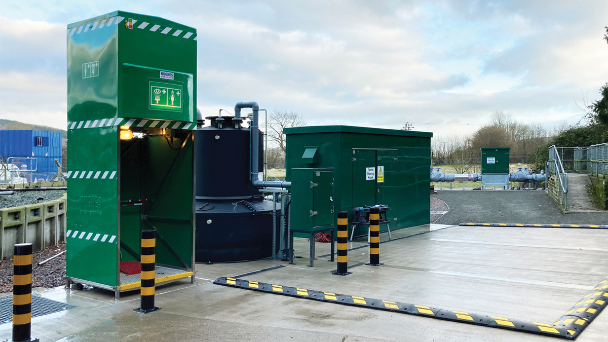 Presteigne WwTW: Ferric dosing system and safety shower - Courtesy of Morgan Sindall Infrastructure