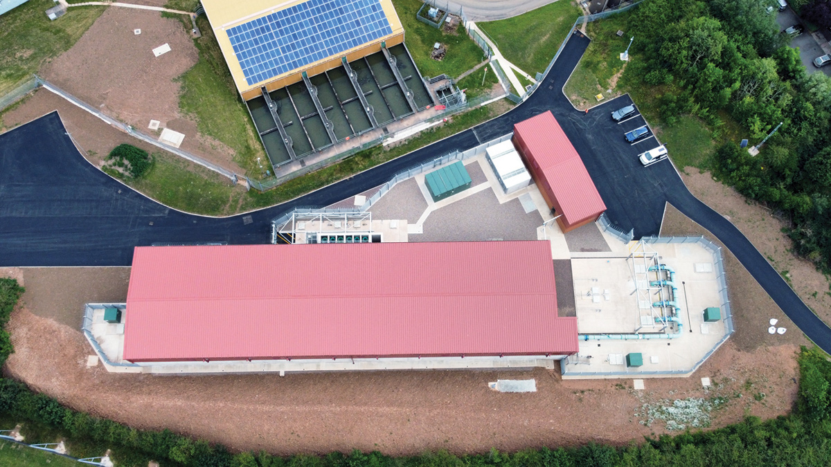 Clean water backwash tank, interstage pumping station and rapid gravity filter building - Courtesy of Galliford Try