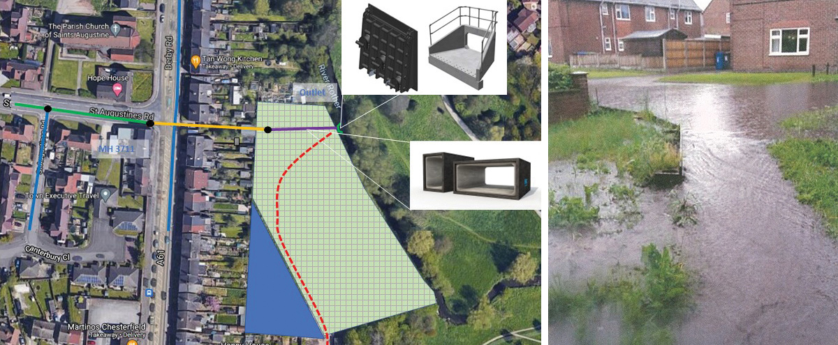 (left) The preferred option and (right) flooding on St Augustines Road - Courtesy of Galliford Try