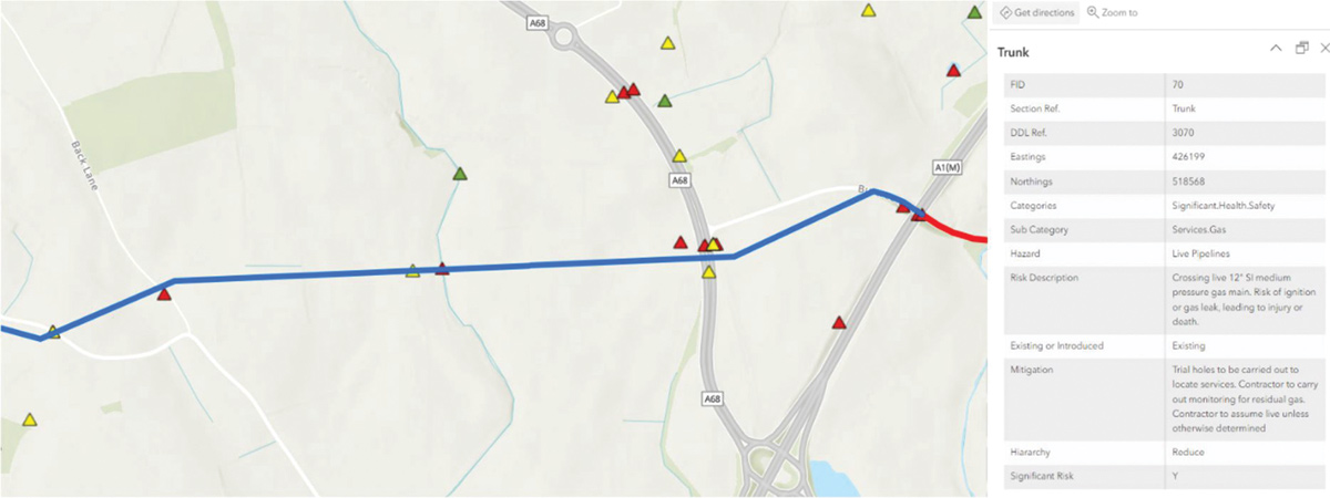 Figure 4: Hazards recorded and managed within a geospatial CDE - Courtesy of IDeA
