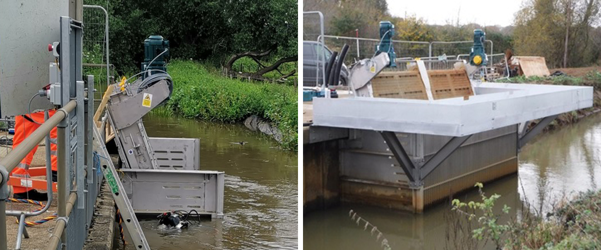 (left) The first screen in position on the intake box and (right) both GoFlo screens in position in the intake box