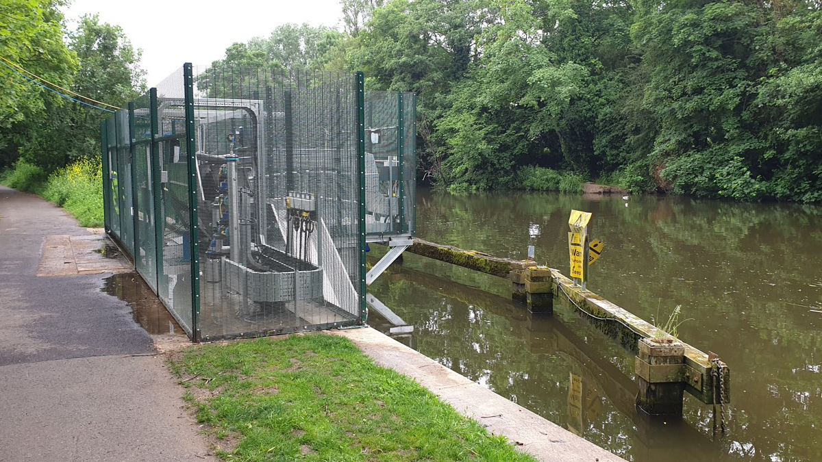 The completed installation, looking upstream